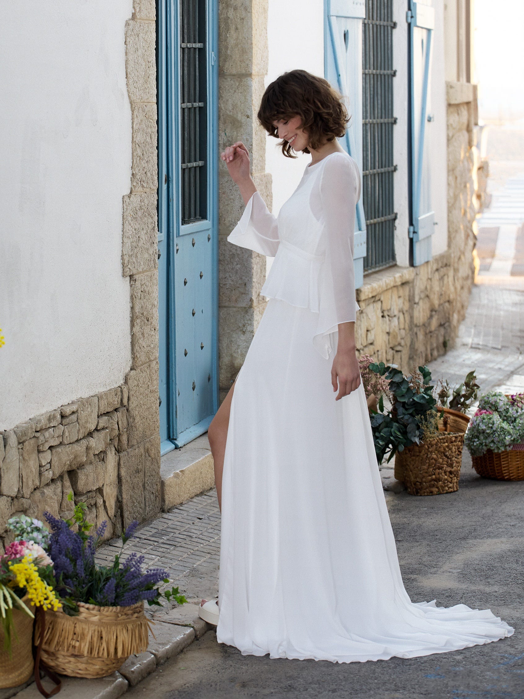 Jenny Packham Hedvig puff-sleeve bridal gown - White