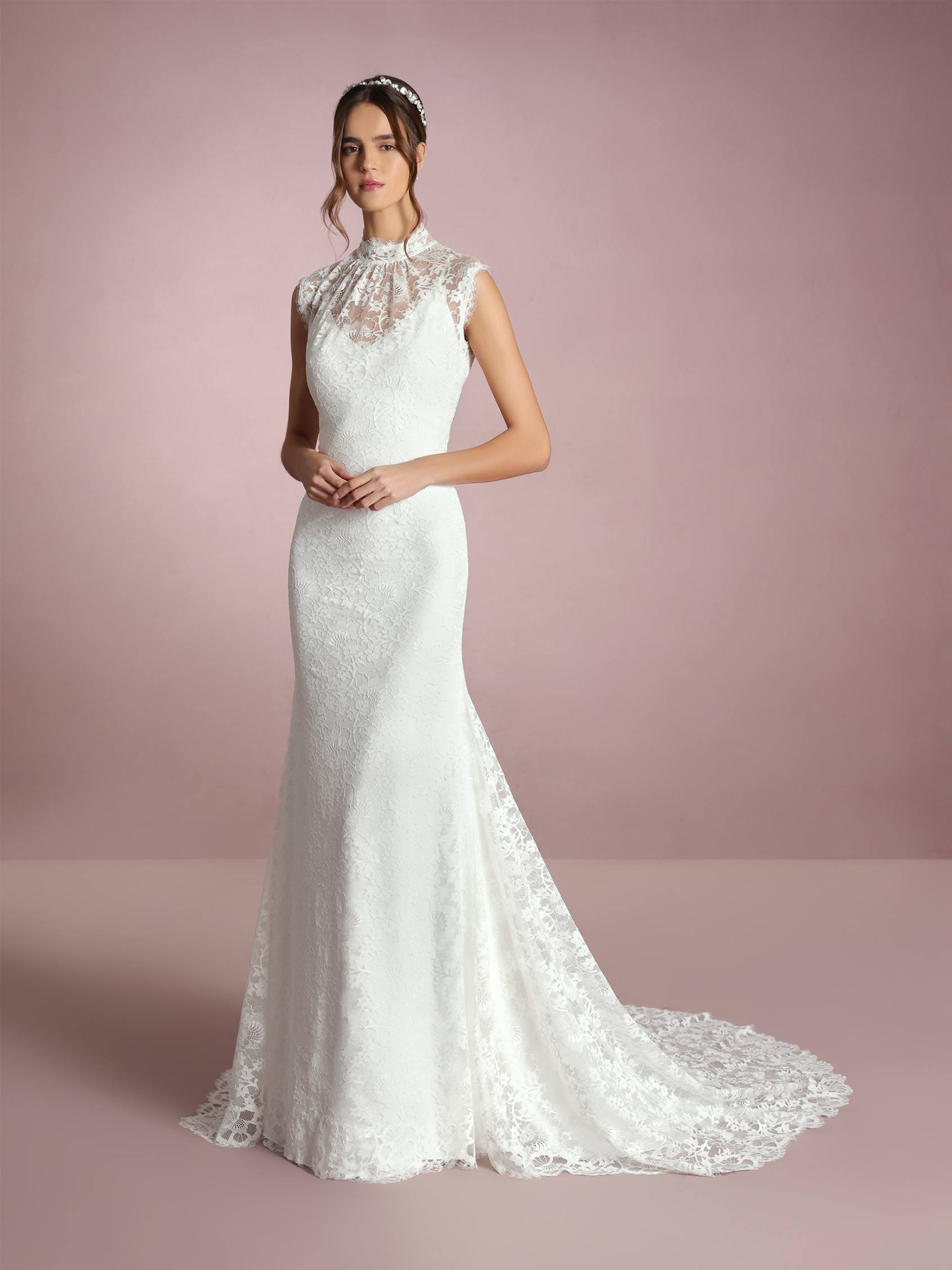 High neck beach wedding dress hotsell